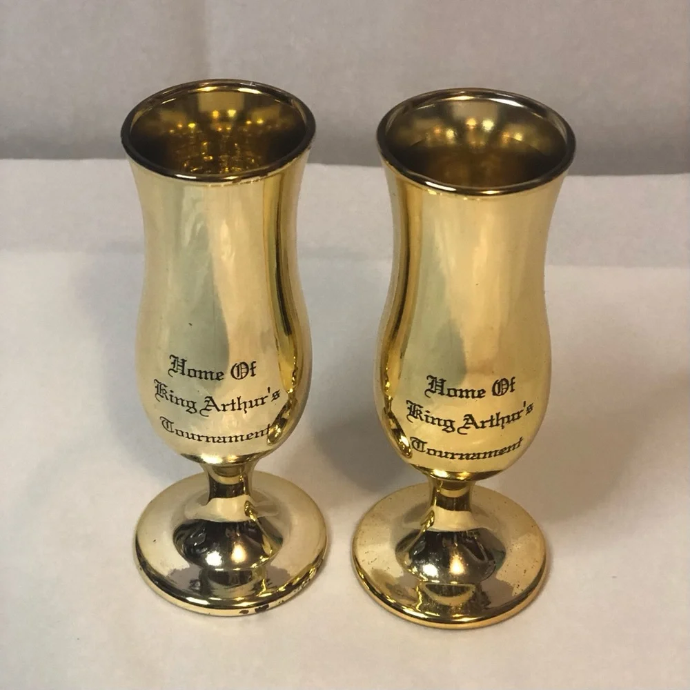 Excalibur Las Vegas Shot Glasses Glass Gold Two